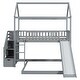 preview thumbnail 18 of 32, Twin Over Full House Bunk Bed L-Shaped Loft Bed with Storage Stairs and Slide, Floor Bunk Bed with Safety Guardrail for Kids