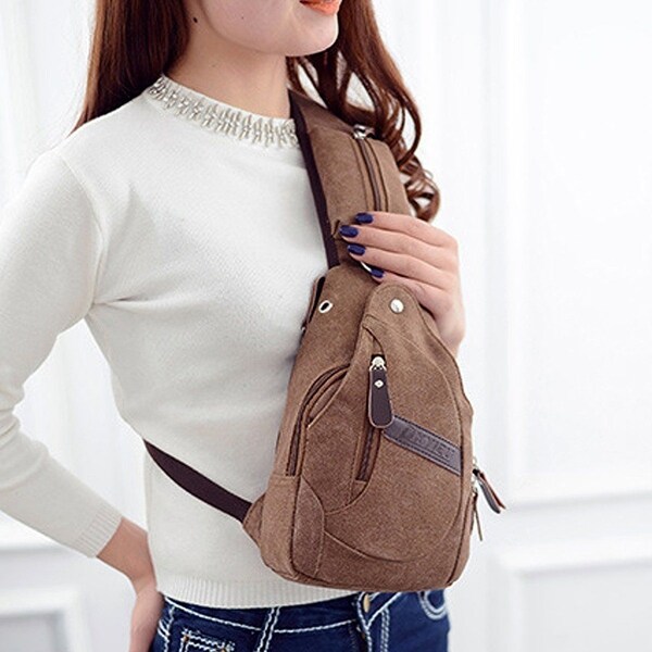 women's canvas travel sling bag