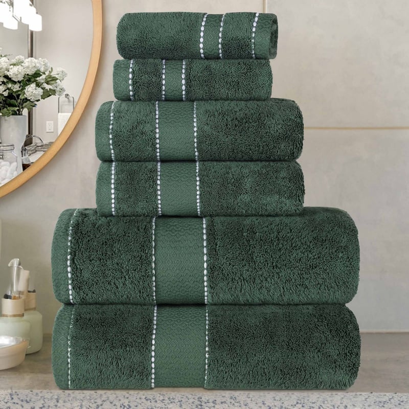 Superior Niles Cotton Ultra-Plush Absorbent 6 Piece Towel Set - Forest Green