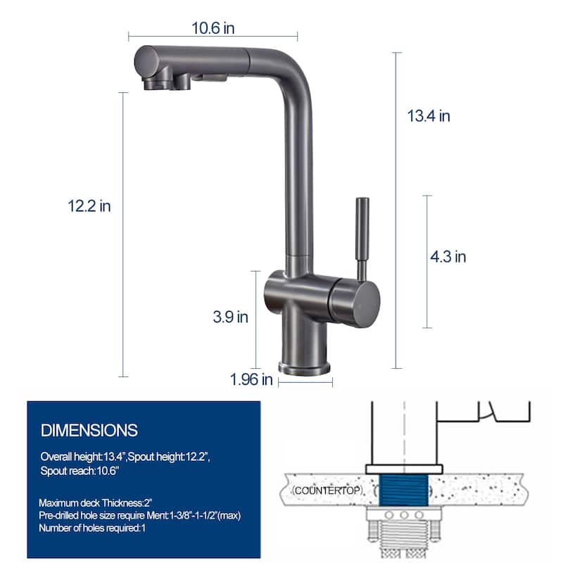 ALPHAUCET Single Handle Pull-Out Sprayer Kitchen Faucet