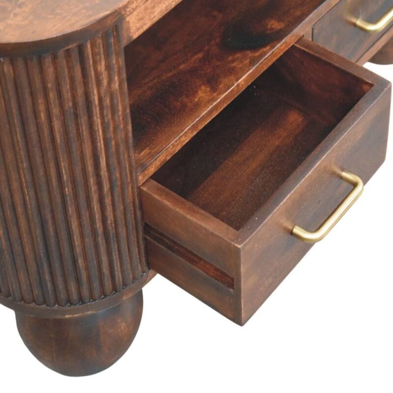 Artisan Furniture Solid Wood Sphere Leg Coffee Table, Brown, 2-Drawers