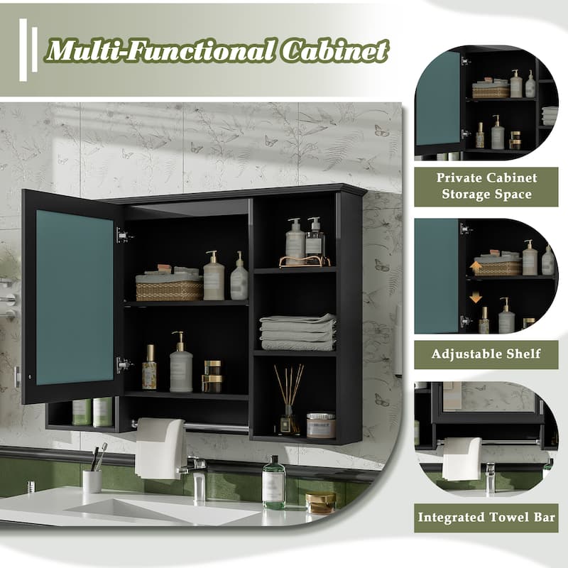 3-in-1 Bathroom Mirror Cabinet, 42 inch Wall Mounted Medicine Cabinet with Adjustable Shelf & Soft Close Door