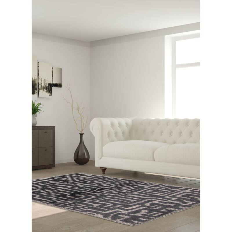ECARPETGALLERY Hand-knotted Tangier Grey Wool Rug - 2'11 x 4'10