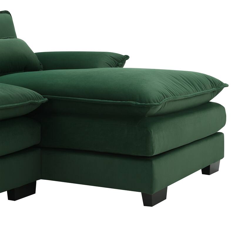 109.8" U-Shaped Sofa with Double Chaise, 6-Seater with Pillows for Living Room