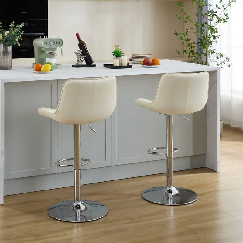 Adjustable Swivel Bar Stools Height Island Chairs with Back Set of 2