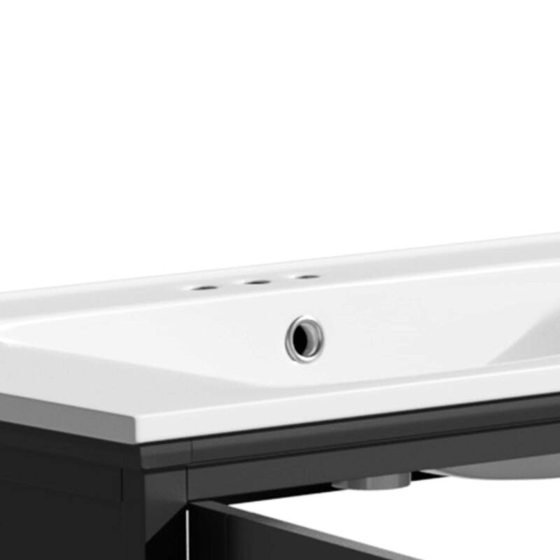 30" Modern Bathroom Vanity with Ceramic Sink, Bathroom Vanity Cabinet with Tempered Blurred Glass