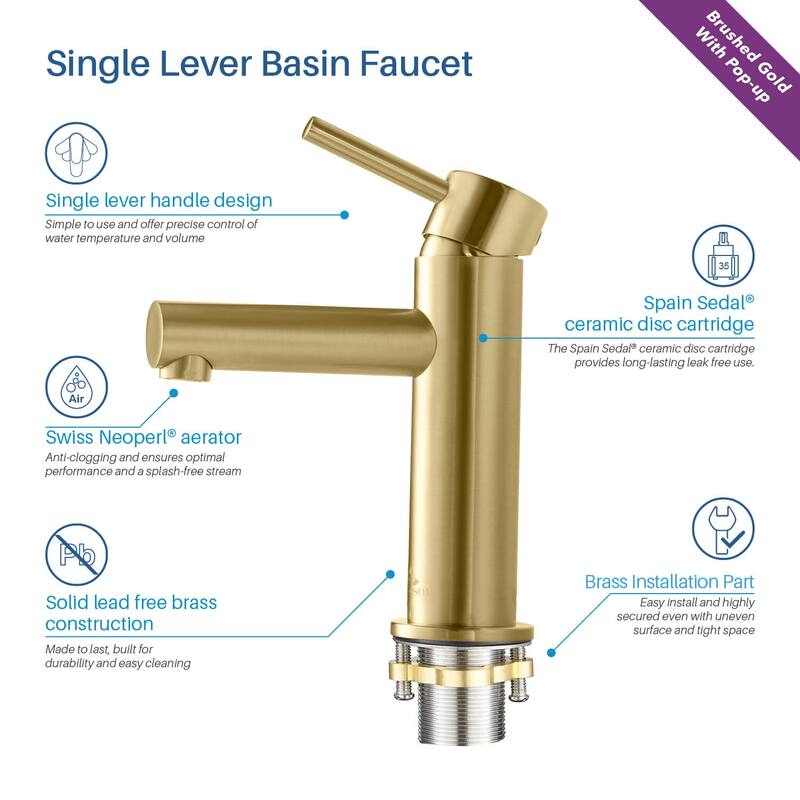 Solid Brass Leed Free Single Handle Bathroom Faucet