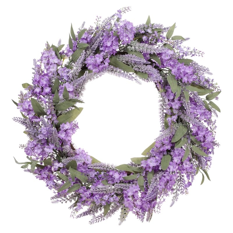 Lavender Floral Artificial Spring Wreath, 30-Inch, Unlit