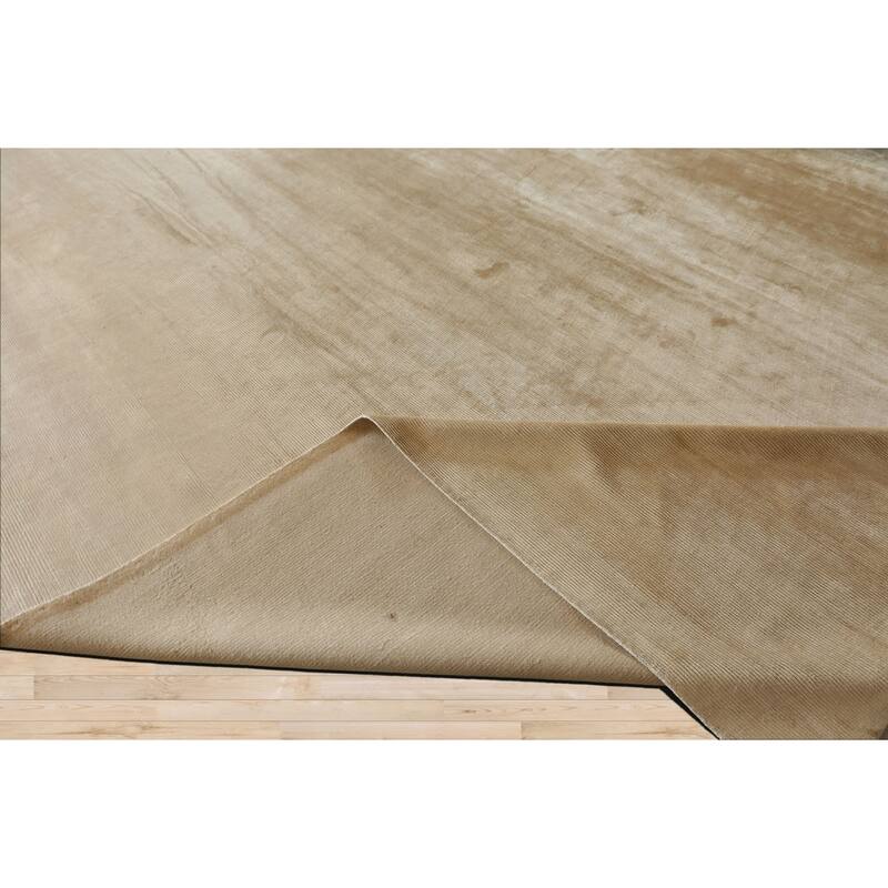 Multi Size Hand Knotted Beige Tibetan Silk Contemporary Rug