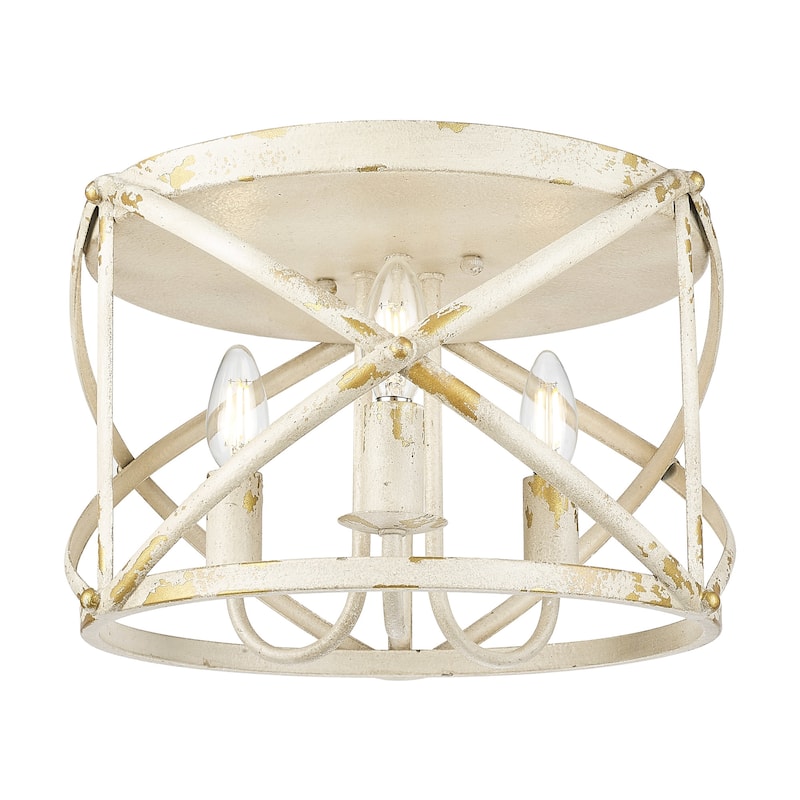 Golden Lighting 0890-FM Alcott 3 Light 15" Wide Flush Mount Drum