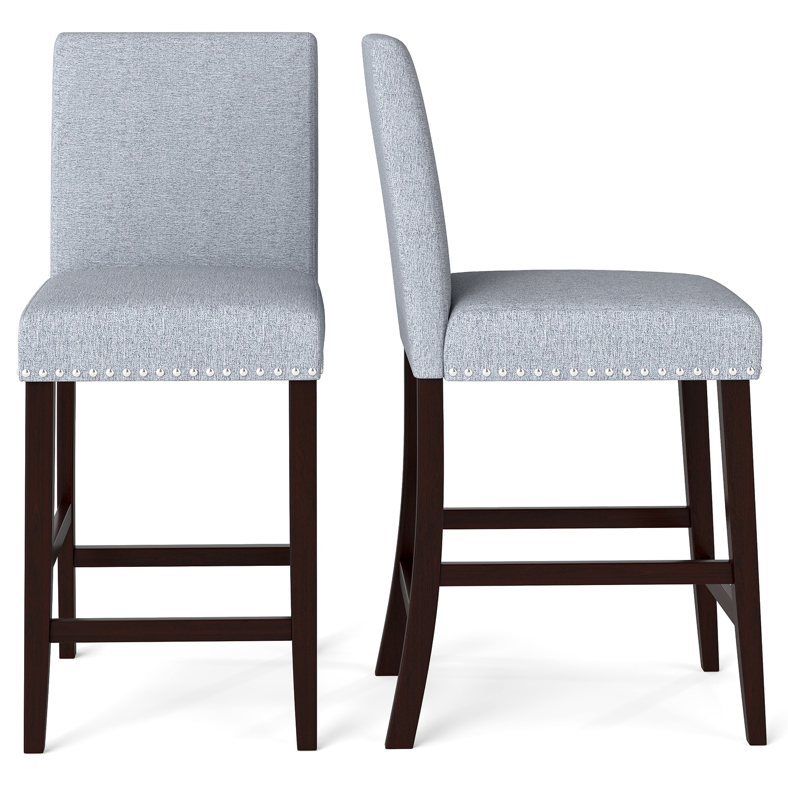 Gymax 26'' Counter Height Chairs Set of 2 Barstools w/ Padded Seat &