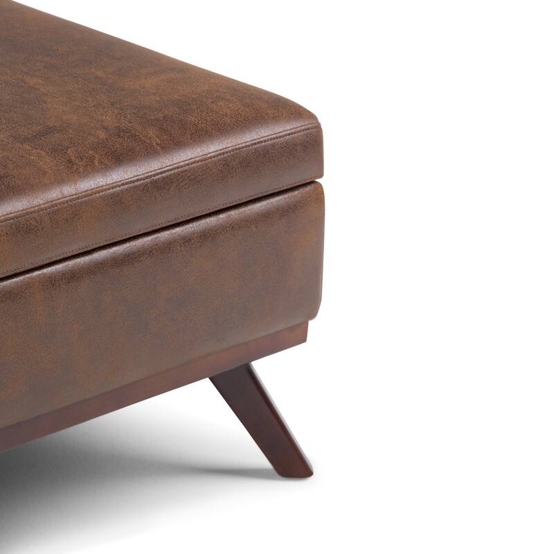 Square Coffee Table Storage Ottoman - Dark Brown