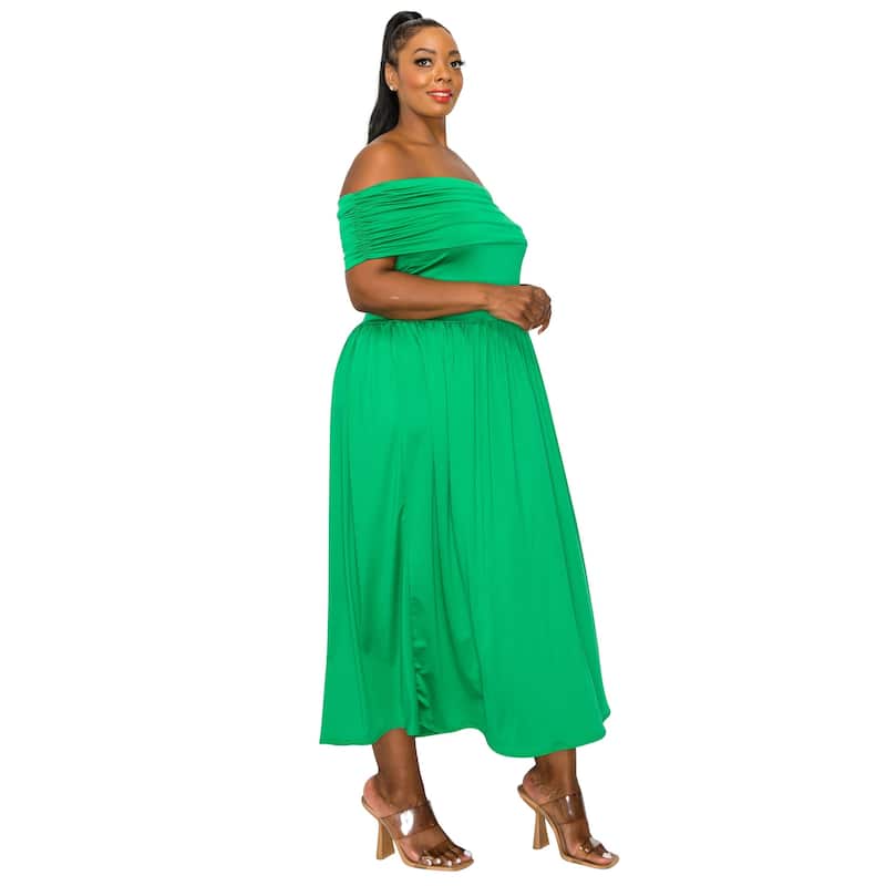 L I V D Women's Plus Size Hayek Off Shoulder Maxi Dress