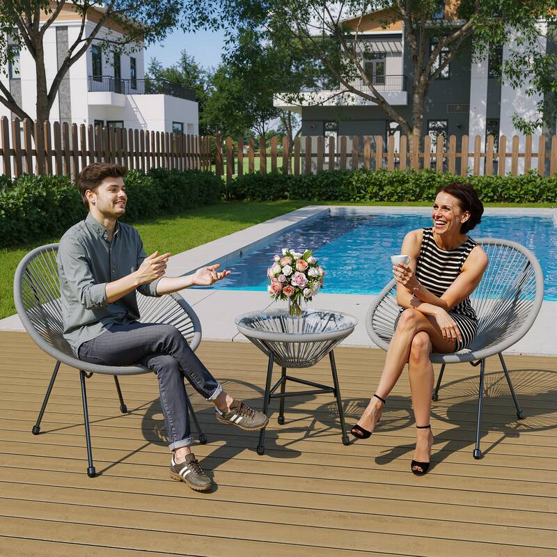 3 Piece Outdoor Acapulco Patio Bistro Set