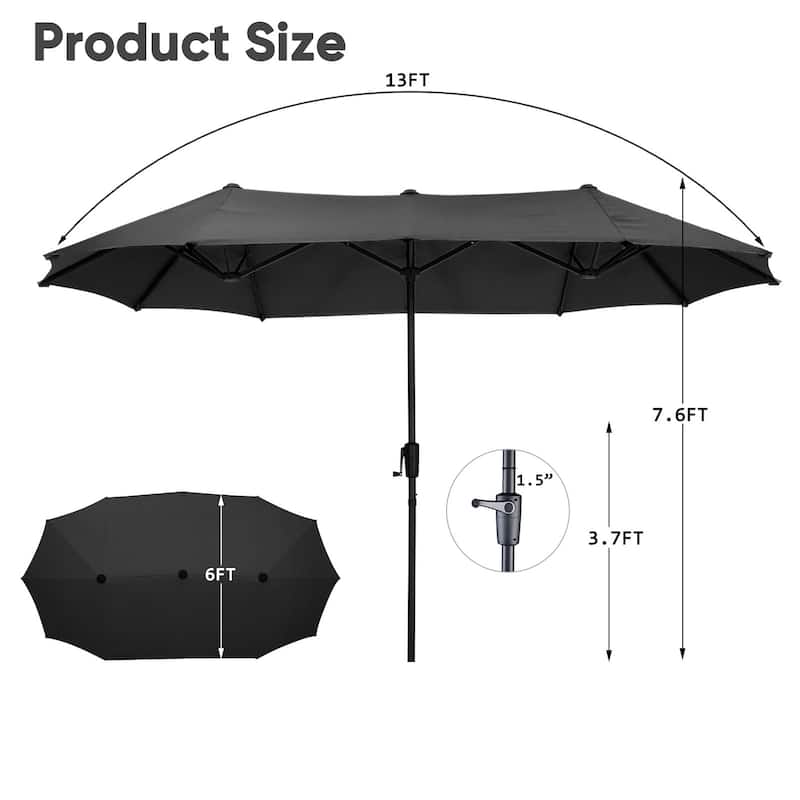 Ainfox 13Ft Large Outdoor Patio Umbrella with Crank With Base