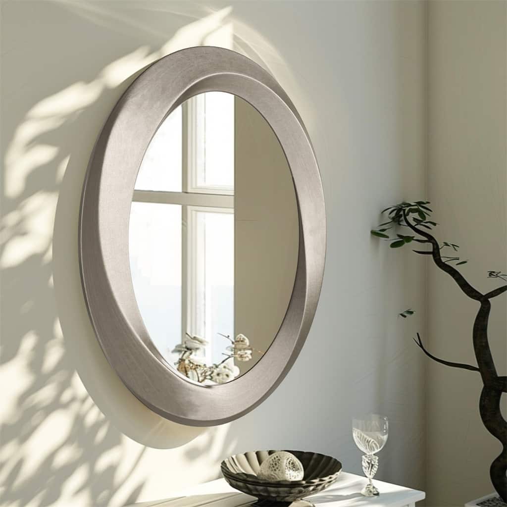 24x32in Classic Baroque Wall Mirror Oval Accent Mirrors Hall Entryway Living Room Bedroom Decor