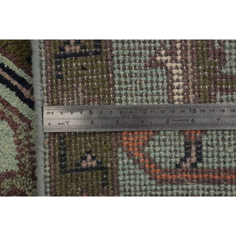 Hand Knotted Oriental 100% Wool Carpet Transitional Floral Navy Blue & Blues Oushak Area Rug - 9' 9'' X 7' 11''