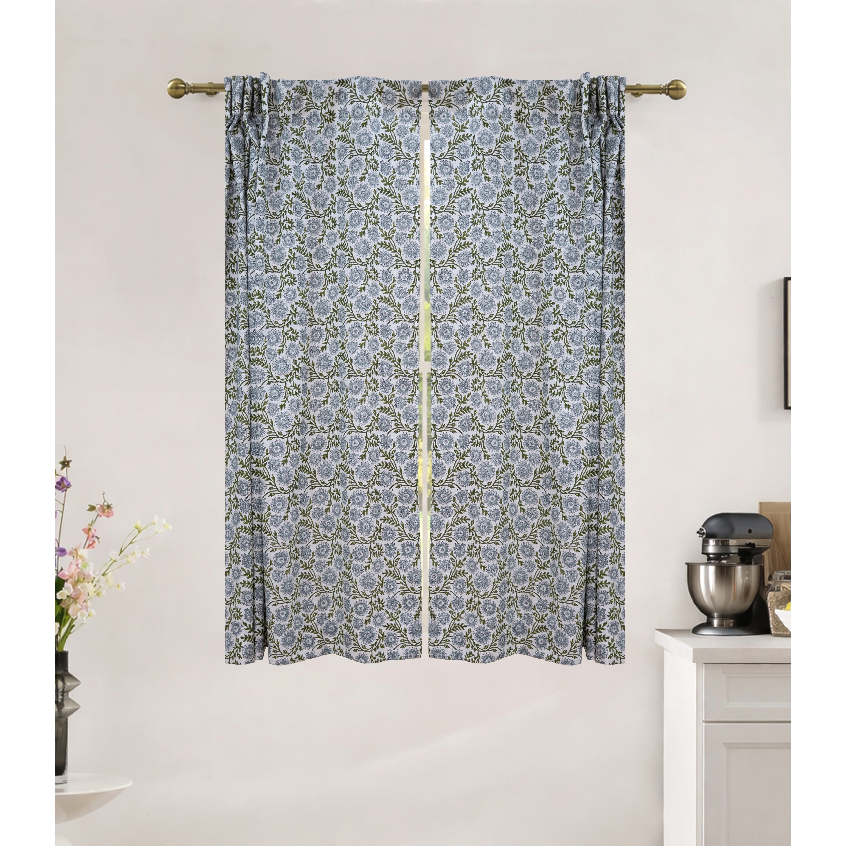 Fabdivine Vintage Handmade Block Print Floral Drape for Stylish Living & Bedroom Décor, Rajat