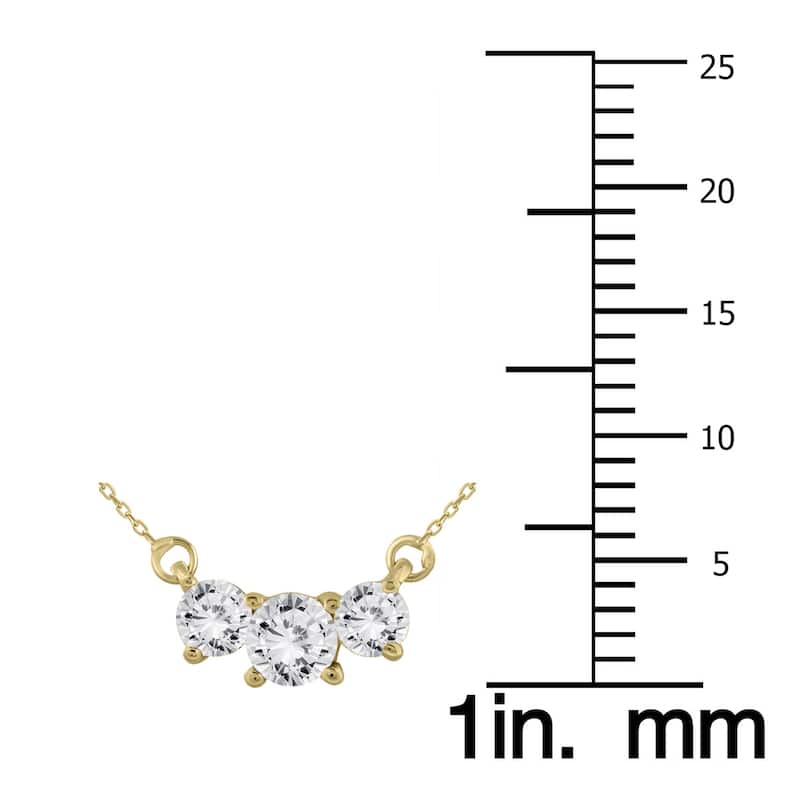 Marquee 1 Carat TW Three Stone Diamond Pendant Necklace in 14K Yellow Gold