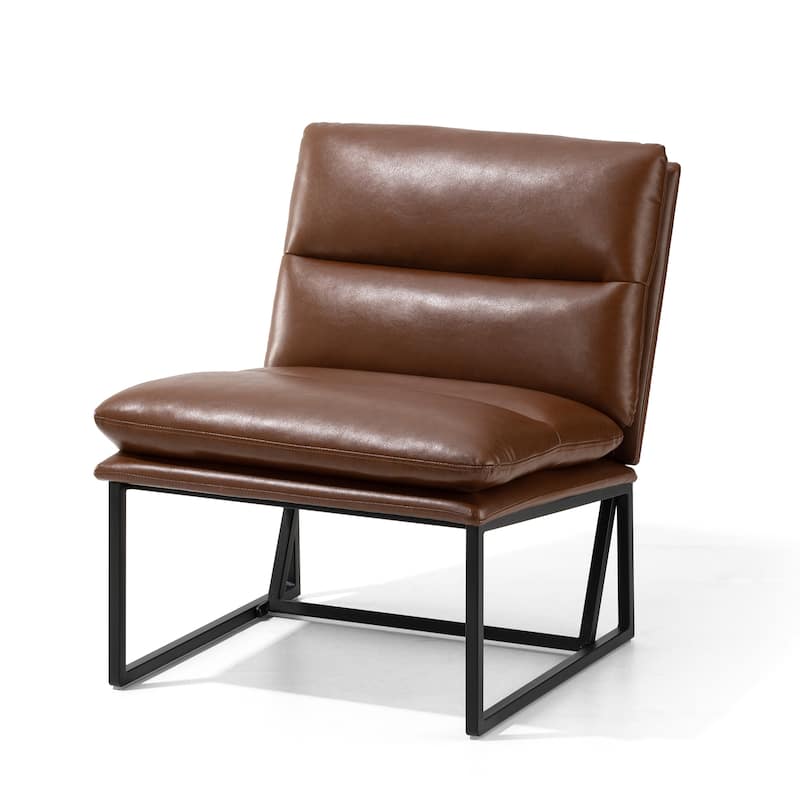 Glitzhome 30.25"H Modern Soft PU Leather Armless Accent Chair - Coffee