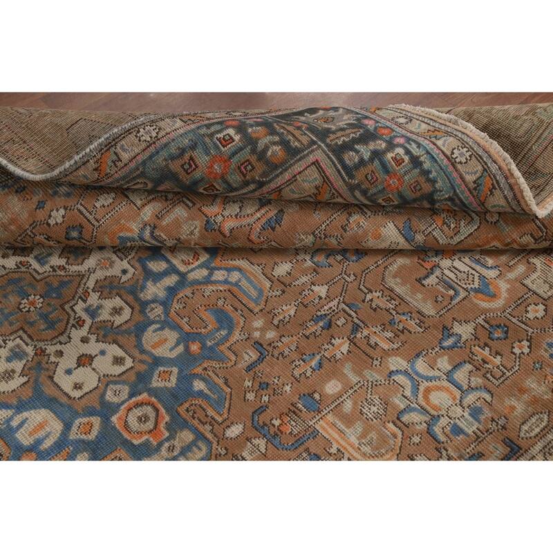 Brown Tabriz Persian Area Rug Hand-Knotted Geometric Wool Carpet - 6'5"x 9'8"