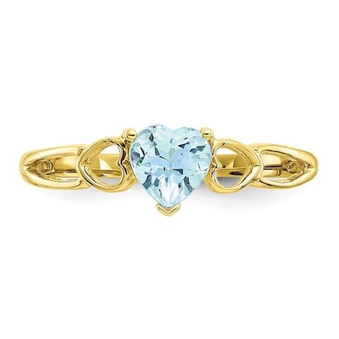 10K Yellow Gold Polished Genuine Aquamarine Birthstone Ring by Versil