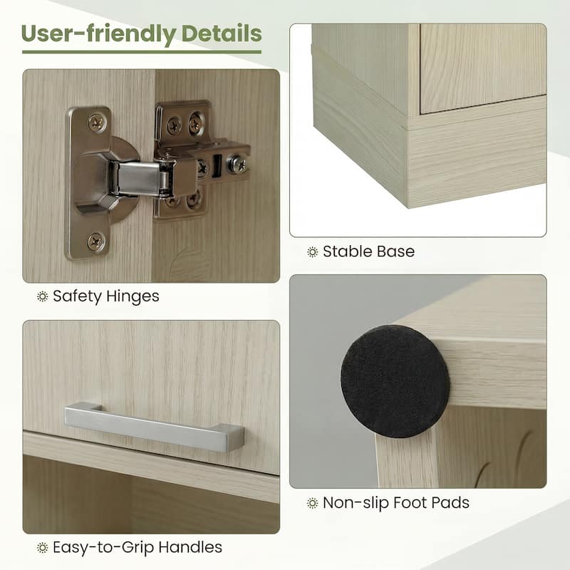 Costway 75" Tall Bathroom Storage Cabinet with 4 Doors & 2 Open - See Details
