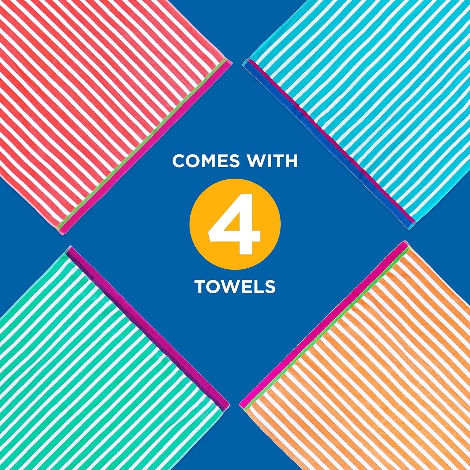 Kaufman Striped Beach Towel - Soft, Absorbent & Colorful Pool Towel for Summer-image