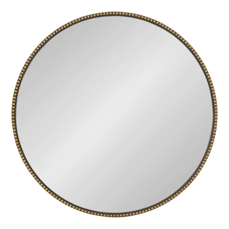 Kate and Laurel Gwendolyn Round Beaded Accent Wall Mirror - 23.6" diameter - Gold