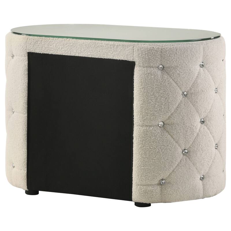 Santiago Ivory 2-drawer Upholstered Nightstand Bedside Table