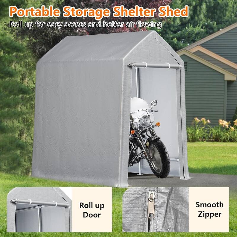 10x10 ft Heavy-Duty Outdoor Storage Shelter Portable Garage Tent with Steel Frame and Waterproof Cover