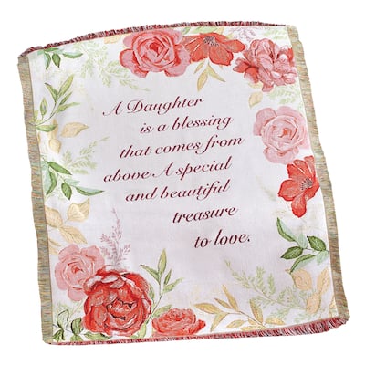 Lovely Floral Treasure Fringe Border Tapestry Throw
