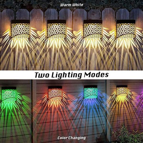 Solar Fence Lights Outdoor – 6 Pack IP65 Waterproof LED Wall Lights For Backyard, Garden, Deck, Patio (Warm White)