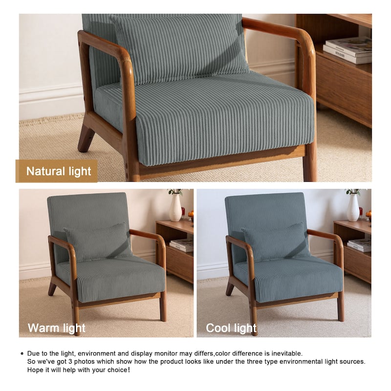 25" W Mid Century Upholstered Wood Accent Chair with Pillow
