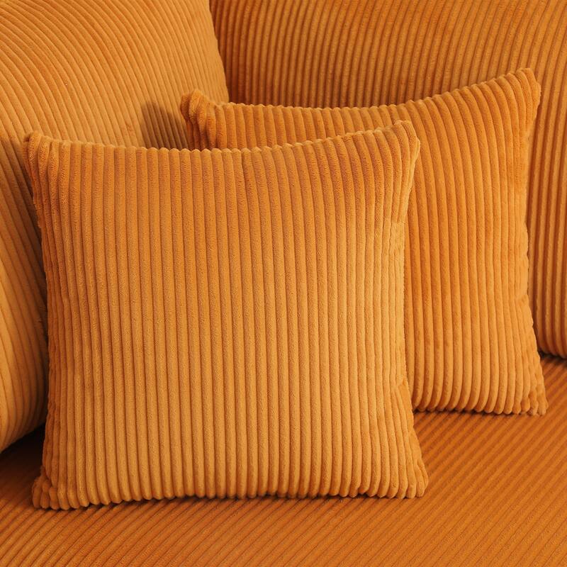 Set of 2 Modern Square Corduroy Accent Throw Pillow