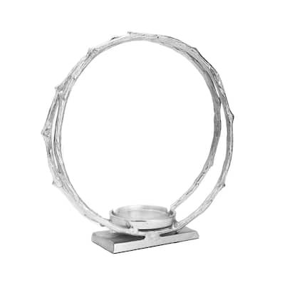 Silver Circle Hurricane Candle Holder