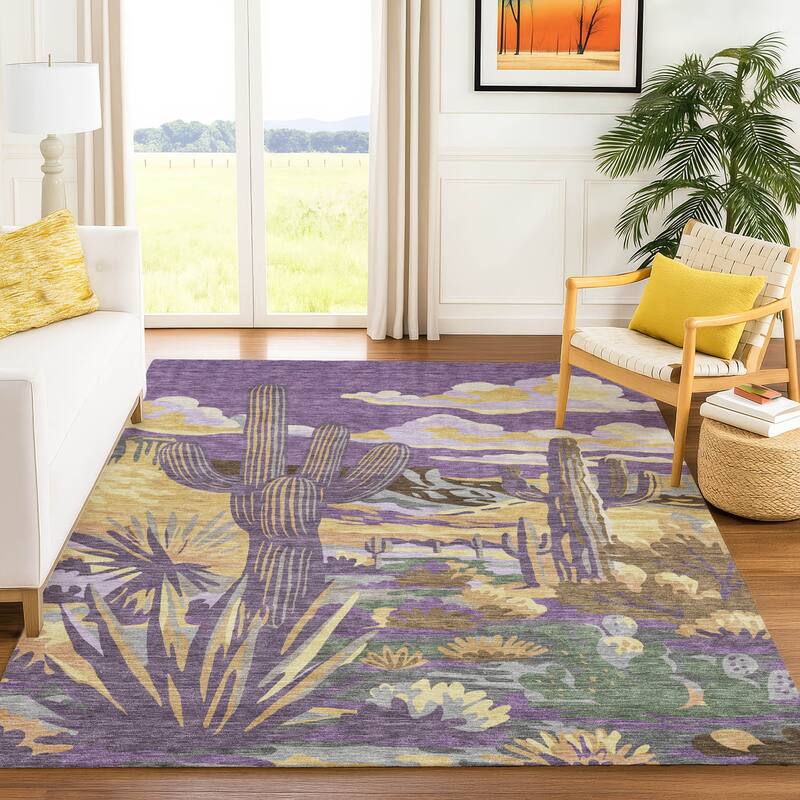 Machine Washable Indoor/ Outdoor Southwestern Mesa Chantille Rug