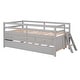 preview thumbnail 7 of 14, Gray Twin Size Solid Wood Low Loft Bed with Full Safety Fence, Climbing ladder, Storage Drawers and Trundle
