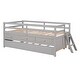 preview thumbnail 8 of 15, Low Loft Bed Twin Size with Trundle, ladder and Storage Drawers, Grey