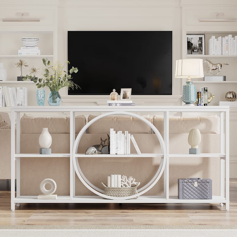 70.9 Inches Extra Long Sofa Tables, Wood Console Table with 3 Tiers Shelves - 11.75" * 70.9"