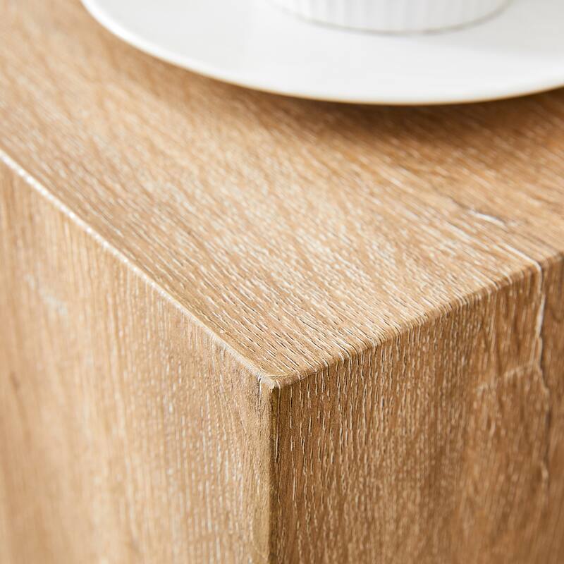 Roomfitters Square MDF Coffee Table with Textured Light Wood Finish, Modern Minimalist Cube Accent Table