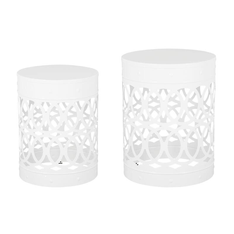 Outdoor Metal S/2 End table, No assembly is required, This comes as a set of two