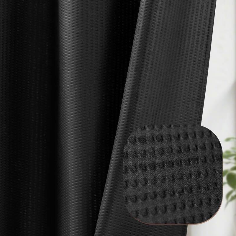No Hook Embossed Shower Curtain with Snap-in Liner