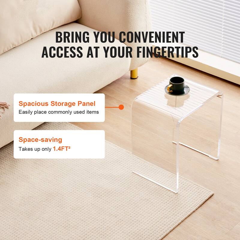 Clear Acrylic C-Shaped Lucite Side End Tables Ideal for Snack Used in Living Room or Bedroom