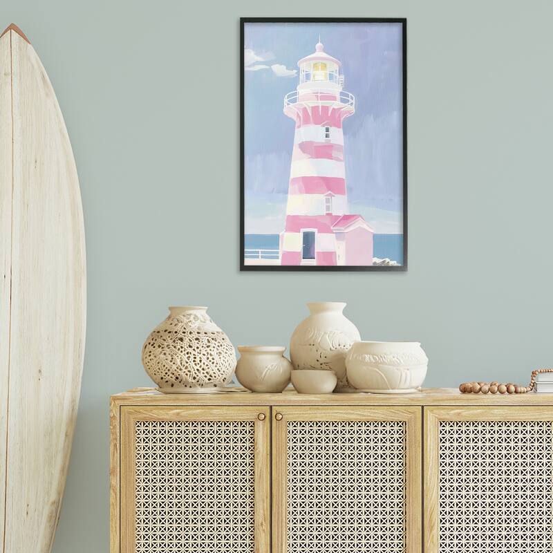 Stupell Muted Coastal Lighthouse Framed Giclee Art Design By Arlington Prints