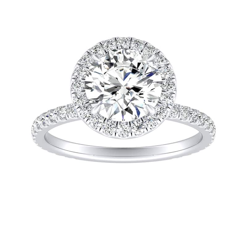 Auriya 14k Gold 1/2ctw Moissanite Halo Diamond Engagement Ring 5/8ct TDW