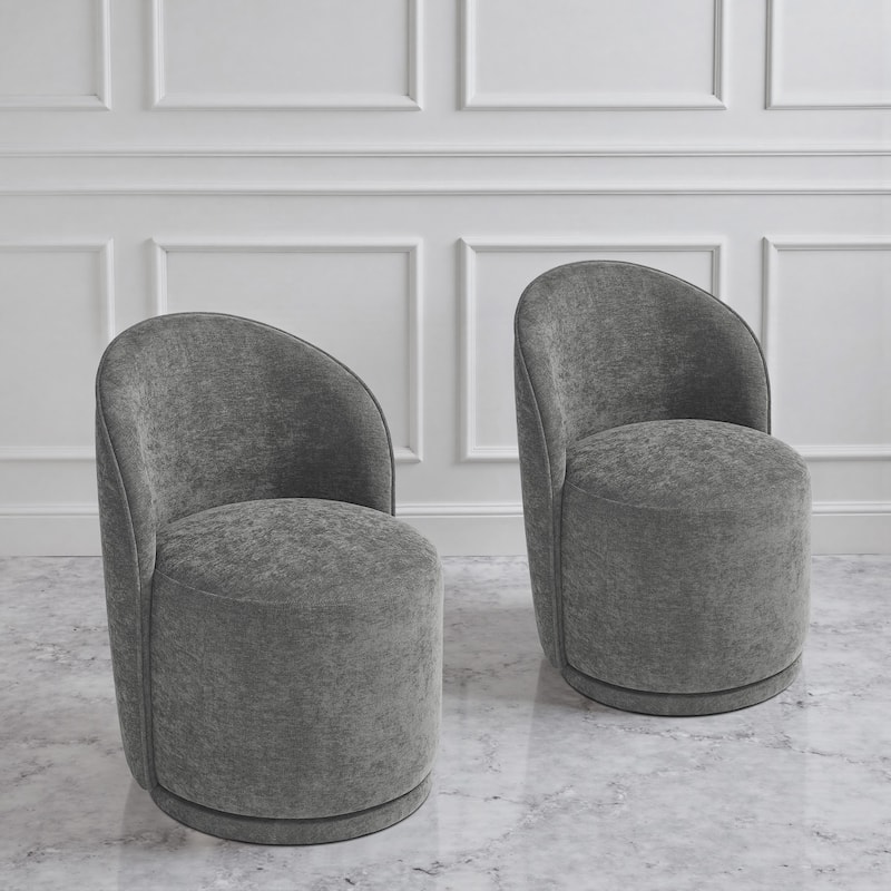 Upholstered Swivel Dining Chair Armless Barrel Chair