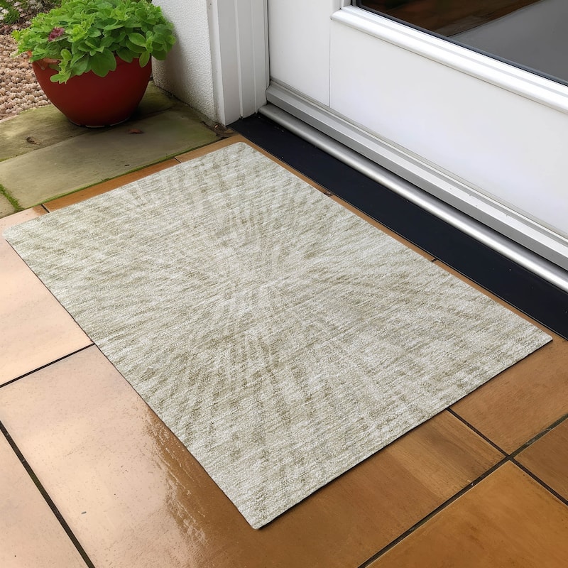 Machine Washable Indoor/ Outdoor Chantille Contemporary Burst Rug - Taupe - 1'8" x 2'6"
