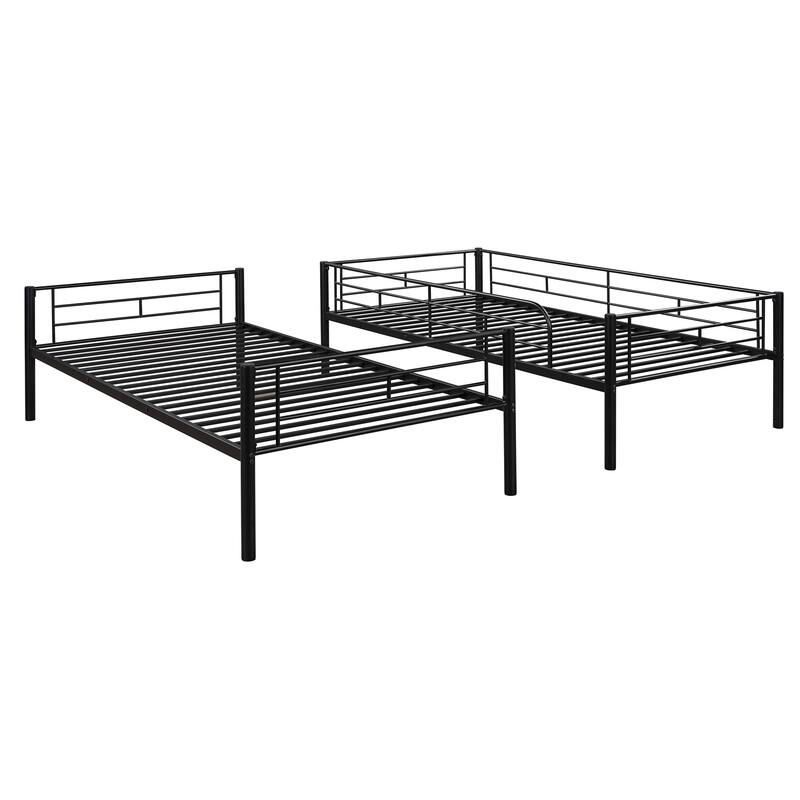 Twin Over Twin Metal Bunk Bed in Black with Space-Saving Design