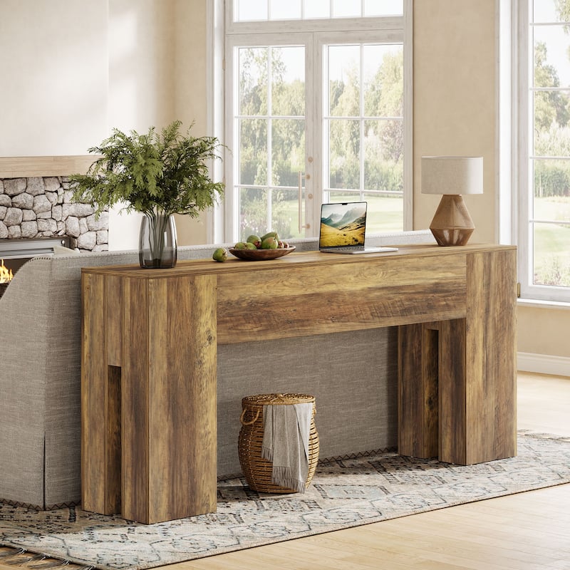 71-Inch Console Table for Entryway, Farmhouse Sofa Table Behind Couch, Wood Entrance Accent Table
